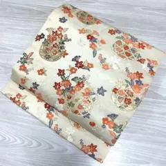 い*子様 O-578 名古屋帯 名古屋仕立て 唐織 九寸 正絹 着物