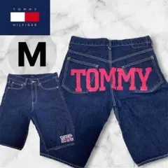 【希少】トミーヒルフィガー デニムハーフパンツ お尻BIGロゴ ピンク Mサイズ