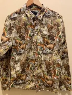 古着　USA製　動物　総柄　ロングスリーブ　シャツ