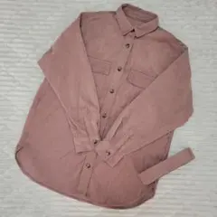 GUコーデュロイベルテッド オーバーサイズシャツ 長袖　ブラウン S