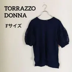 TORRAZZODONNAトラッツォドンナ トップス パフスリーブ【F】半袖 紺