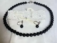 オニキス 8mm ネックレスとイヤリングセット　美しい光沢　魅力お品物