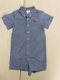 babyGap 半袖シャツ 青と白のチェック　ロンパース