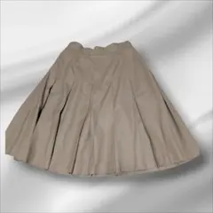 プリーツスカート スカー ひざ丈ト ベージュ 無地 シンプル 厚め Sサイズ位