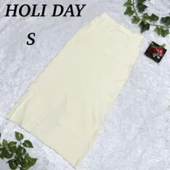 HOLI DAY リブ編みタイトスカート S オフホワイト系 レディース