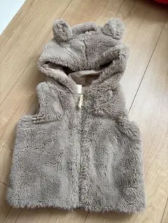 H&M ベージュ フード付きベスト 6-9M