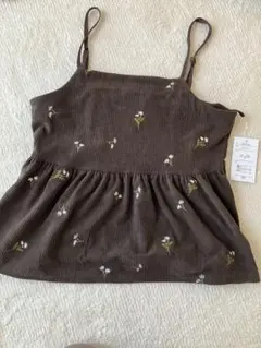 Lutique コーデュロイ キャミソール ブラウン 花柄のサムネイル