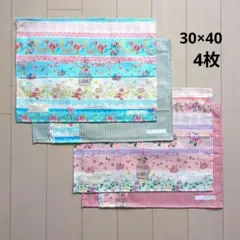 ランチマット　女の子⑦　30×40　ランチョンマット　小鳥　ボーダー