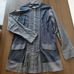 KOOS コース クース グレー＆ブラック 長袖シャツ ブラウス