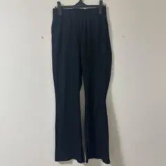 GU ブラック フレアパンツ ボトムス リブパンツ スラックス 黒 L