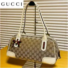 【美品】グッチ プリンシーライン GGキャンバス ボストン ハンドバッグ 肩掛け