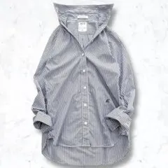 マディソンブルー ウォッシュドアウト マダムシャツ ロゴ刺繍 長袖シャツ グレー MADAME SHIRT WASHED OUT | SHIRT/BLOUSE,MADAME SHIRT