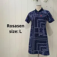 Rosasen ロサーセン ゴルフウェア バンダナ柄 ポロワンピース L 紺