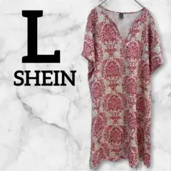 ⭐️683 SHEIN 【L】 花柄 半袖チュニック カットソー 海外古着のサムネイル