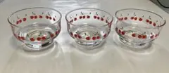 昭和レトロ さくらんぼ ガラス デザートカップ 3個セット チェリー柄のサムネイル