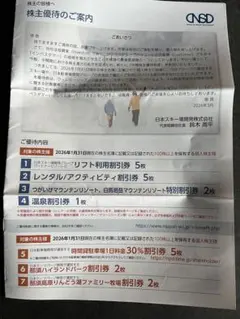 日本スキー場開発　株主優待割引券１冊