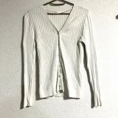 GU ワイドリブVネックカーディガン(長袖) ホワイト