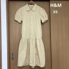 H&M エイチアンドエム ロングシャツワンピースカーキ色XS コットンのサムネイル