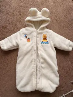 プーさん刺繍付きフリースロンパース 70-80cm