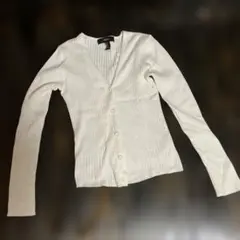 FOREVER 21 リブ編みカーディガン M ホワイト