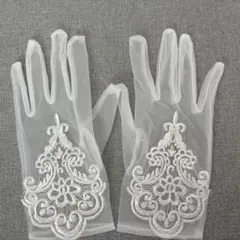 ウェディンググローブ ホワイト レース装飾