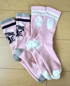 A BATHING APEピンク ロゴ ソックス 2足セット　売切り価格❣️