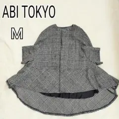 【ABI TOKYO】黒 チェック柄 Mサイズ 7分袖 レディース k4112