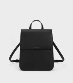 CHARLES & KEITHフロントフラップストラクチャーバックパックノワール