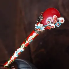 簪　かんざし　ブライダル ゴールド　髪飾り　ドレスパールラインストー七宝焼き