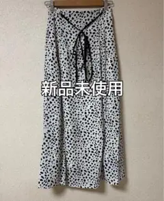 新品未使用　レオパード柄　フレアスカート　ロングスカート　ダルメシアン柄