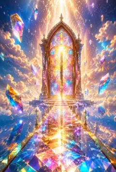 光の扉　開運アート　運気上昇　クリスタル　七色　光　幻想的　イラスト　C164