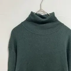 UNIQLO【XXL】ユニクロ タートルネック リブニット 深緑 ビッグサイズ
