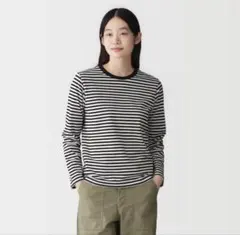 無印良品 ボーダー長袖Tシャツ ブラック×ホワイトのサムネイル