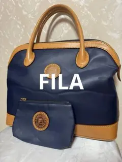 たかっち様　【FILA】ビンテージフィラ　ポーチ付き　ネイビー　本革　自立のサムネイル