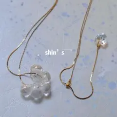 雪の結晶 ガラスビーズ  ネックレス