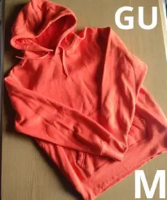 【GU/ジーユー】裏起毛トレーナー/フードパーカー/オレンジ/メンズM