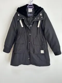 pom ponette『黒いフード付きダウンコート 2way』(160cm)