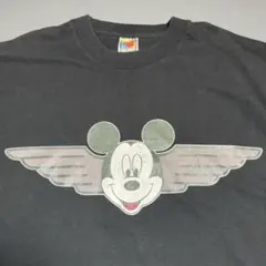 90s ディズニー　USA製 ミッキー　ロゴパロディ　キャラクター　アニメ　墨黒