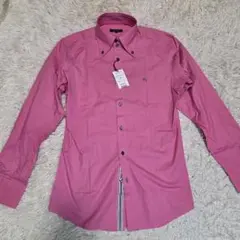 【新品タグ付】バーバリーブラックレーベル 長袖シャツ ピンク 前立てストライプ