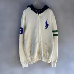 Ralph Lauren ジップアップニット　ビッグポニー　14-16 Lサイズ
