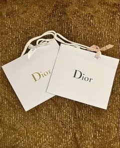 Dior ロゴ入り ホワイト紙袋 2個セット　ショッパー　23×27×11cm