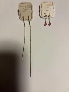 2点セットゴールドロングチェーンピアス