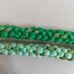 帯締め 正絹と金属糸 グリーン系のグラデーションと金色 日本舞踊 訪問着付下げフ