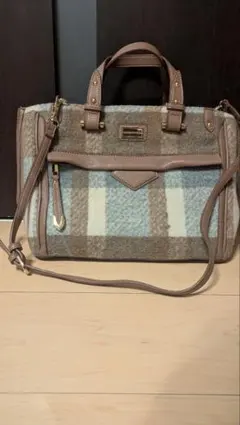 サマンサベガ ポケット付トート ショルダーバッグ ハンドバッグ チェック 茶