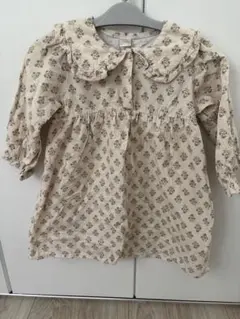 花柄フリル襟長袖ワンピース 110センチ