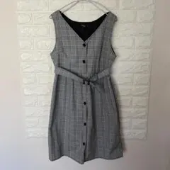 HUDSON honey ノースリーブひざ丈ワンピース チェック柄 サイズL