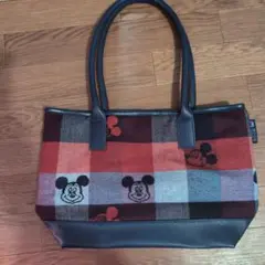 ミッキーマウス チェック柄トートバッグ