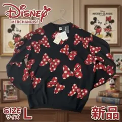 【新品タグ付き】ディズニー ミニー リボン ニット セーター ブラック Lサイズ