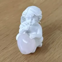 天使の置物 ローズクォーツ ハート　翼の折れたエンジェル　パワーストーン