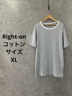 Right-on/XL/ コットン　グレー ストライプ 半袖Tシャツ